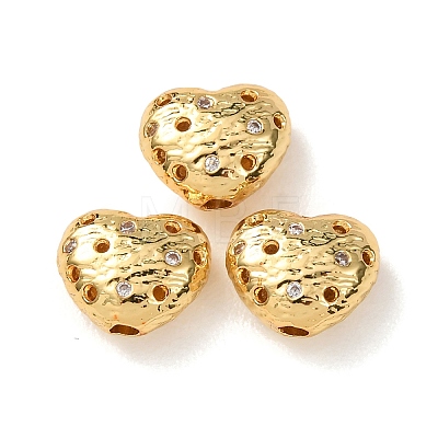Brass Micro Pave Cubic Zirconia Beads KK-D259-10G-1