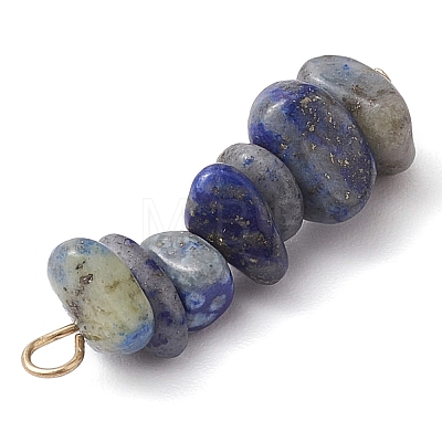 Gradient Color Natural Aquamarine & Natural Lapis Lazuli & Synthetic Turquoise Chip Beaded Pendants PALLOY-JF02795-02-1