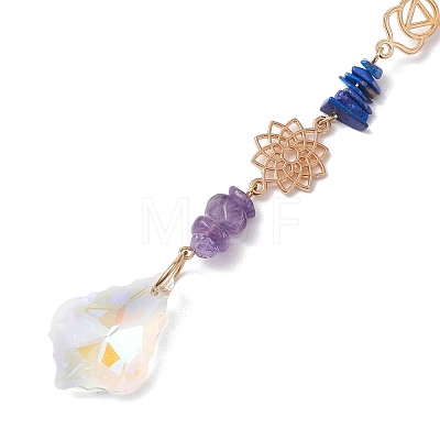 Chakra Natural & Synthetic Gemstone Chip Hanging Suncatchers HJEW-JM02361-1