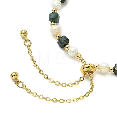Adjustable Natural Gemstone & Cultured Freshwater Pearl Beads Slider Bracelets for Women BJEW-JB13609-1