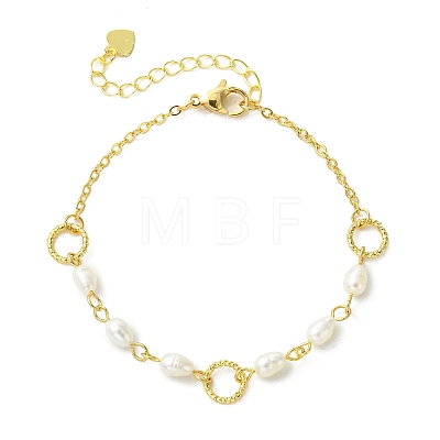 Natural Cultured Freshwater Pearl Beads Link Bracelets BJEW-JB14043-1