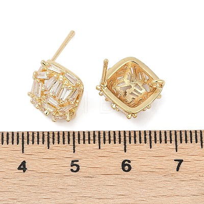 Brass Micro Pave Cubic Zirconia Stud Earring Findings KK-Z094-11G-1