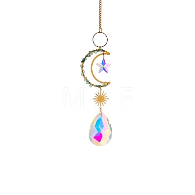 Glass Teardrop/Star Prisms Suncatchers Hanging Ornaments G-PW0004-72C-1