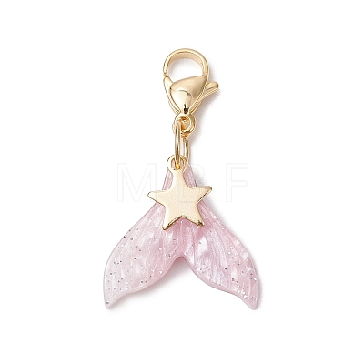 Mermaid Tail Resin Pendant Decorations HJEW-JM03120-1