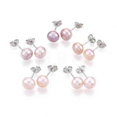 Pearl Ball Stud Earrings EJEW-Q701-01B-02-1