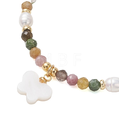 Butterfly Natural Cultured Freshwater Pearl Charm Bracelets BJEW-JB13547-02-1