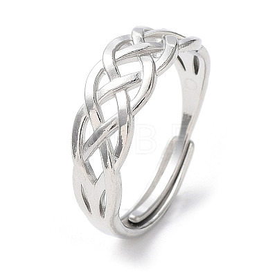 Non-Tarnish 304 Stainless Steel Hollow Sailor's Knot Adjustable Rings RJEW-D006-21P-1