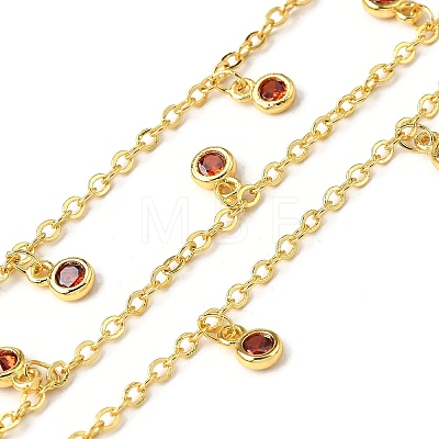 Brass Cubic Zirconia Cable Chains CHC-H112-02G-05-1