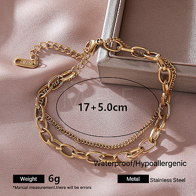 Vintage Style 304 Stainless Steel Cable Chain Twisted Chain 2-Strand Necklaces for Women EW9990-3-1