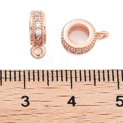 Rack Plating Brass Micro Pave Cubic Zirconia Tube Bails KK-Z052-01RG-1