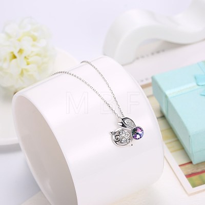 925 Sterling Silver Bunny Pendant Necklaces NJEW-BB34185-A-1