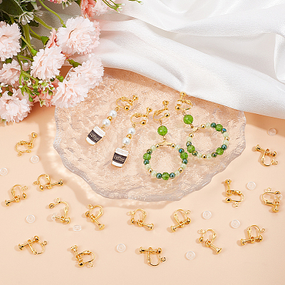 36Pcs Brass Screw On Clip-on Earring Findings KK-SP0001-18G-1