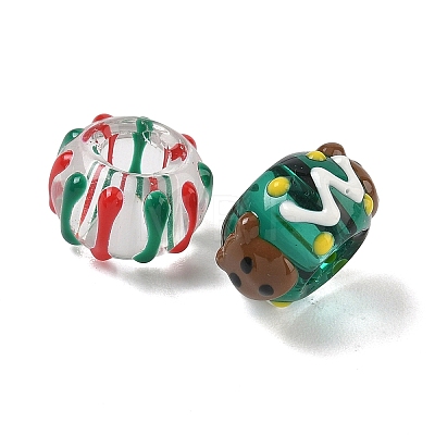 Christmas Glass European Beads LAMP-F132-02-1
