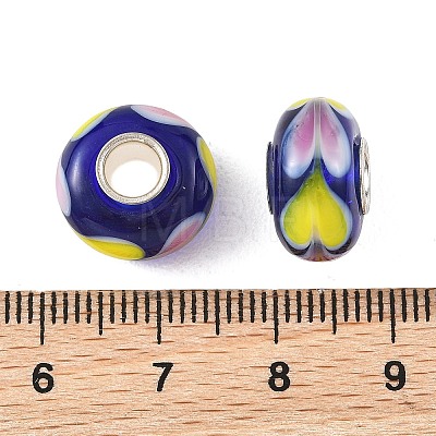Lampwork & Brass Core European Beads LAMP-P019-01P-01-1