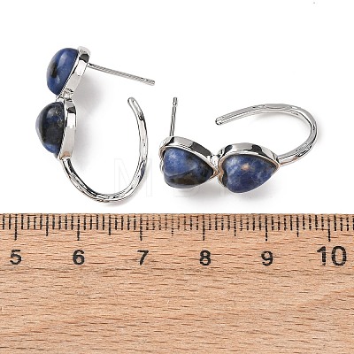 Valentine's Day Heart Natural & Synthetic Mixed Stone Stud Earrings EJEW-T053-01P-1