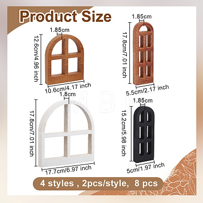 8Pcs 4Styles Wood Cutouts WOOD-WH0131-21C-1