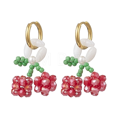 Cherry 304 Stainless Steel Huggie Hoop Earrings EJEW-TA00772-1