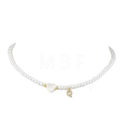 Brass Micro Pave Grade AAA Cubic Zirconia Letter Pendant Necklaces NJEW-JN04771-17-1