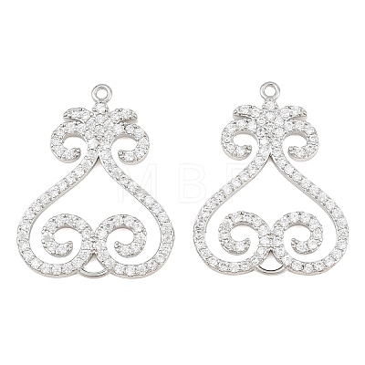 Brass Micro Pave Clear Cubic Zirconia Connector Charms CU-CBA7BFE-03C-P-1