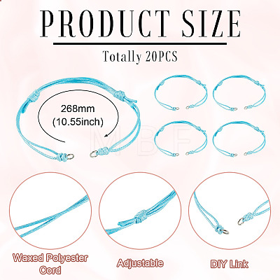 20Pcs Waxed Polyester Cord Bracelet Making AJEW-TAC00088-1