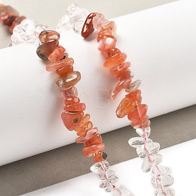 Natural Quartz Crystal & Carnelian Beads Strands G-L610-A29-01-1