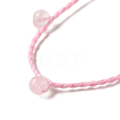 Natural Rose Quartz Braided Bead Necklacess NJEW-K258-06C-1