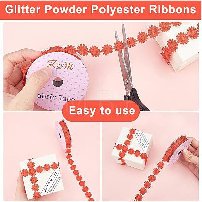 Glitter Powder Polyester Ribbons SRIB-FH0001-01-1