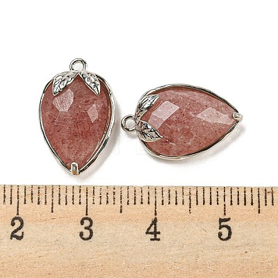 Natural Strawberry Quartz Faceted Pendants G-M431-06P-06-1