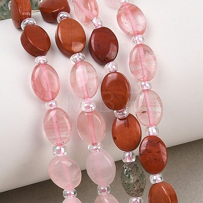 Cherry Quartz Glas & Natural Sodalite & Green Strawberry Quartz & Red Jasper & Red Aventurine & Rose Quartz Beads Strands G-Z135-A10-1
