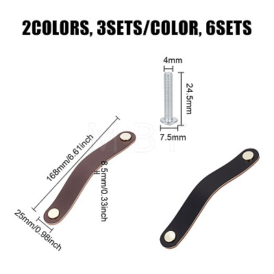 HOBBIESAY 6 Sets 2 Colors Oval Leather Cabinet Handles FIND-HY0003-57-1