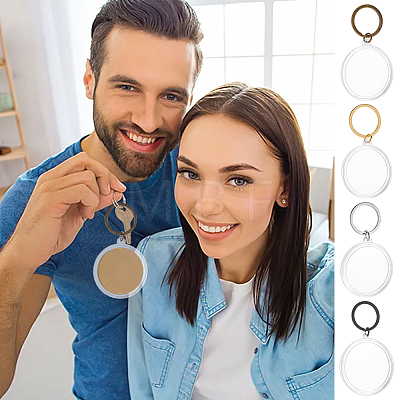 8Pcs 4 Styles Commemorative Coin Acrylic Photo Frame Keychains KEYC-FG0001-30-1