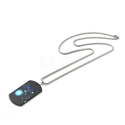 Non-Tarnish 201 Stainless Steel Rectangle with Constellations Pendant Necklace for Women NJEW-G015-01K-1