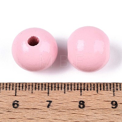 Spray Painted Round Natural Schima Wood Beads WOOD-A018-14mm-05-1