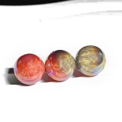 20Pcs Gradient Color & UV Plating Rainbow Iridescent Opaque Resin Beads PW-WG1BD98-05-1