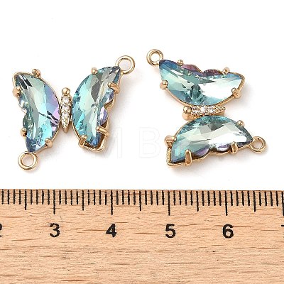 Brass Pave Faceted Glass Connector Charms X-FIND-Z020-04F-1