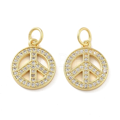 Brass Micro Pave Cubic Zirconia Charms KK-C092-04G-1