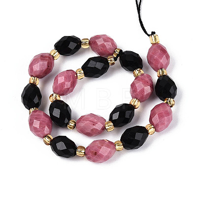 Natural Obsidian & Rhodonite Beads Strands G-N358-04A-04-1