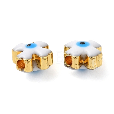 Golden Tone Brass Enamel Beads KK-E048-01G-01-1