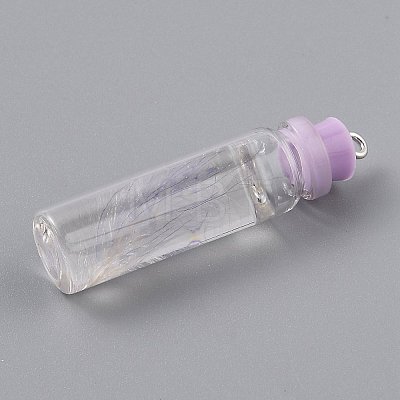 Transparent Glass Bottle Pendant Decorations EGLA-B002-01E-1