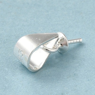 Rhodium Plated 925 Sterling Silver Cup Pearl Bail Pin Pendants STER-P008-02-1