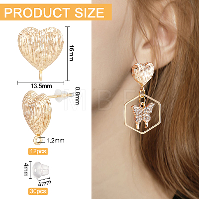 12Pcs Brass Stud Earring Findings KK-BC0011-34-1
