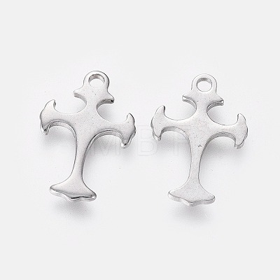 201 Stainless Steel Tiny Cross Charms STAS-L233-082P-1