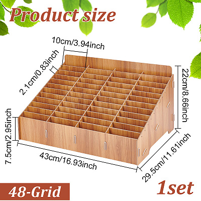 48-Grid Wooden Cell Phone Storage Box AJEW-WH0258-839A-1