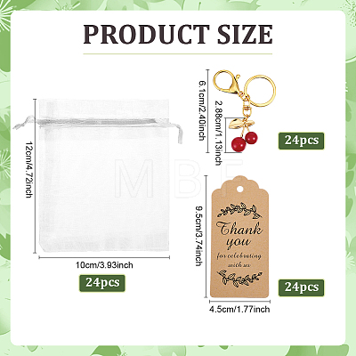 24Pcs Cherry Alloy & Resin Keychains KEYC-PH01615-1