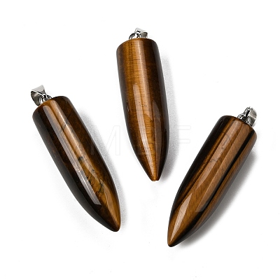 Natural Tiger Eye Pointed Pendants G-F820-12O-1