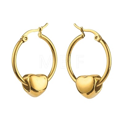 Heart Beaded Hoop Earrings for Girl Women EJEW-JE04706-1