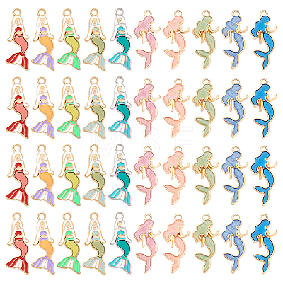 80Pcs 10 Styles Alloy Enamel Pendants ENAM-GA0001-09-1