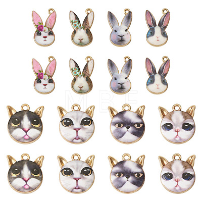  16Pcs 8 Style Rack Plating Alloy Enamel Pendants ENAM-TA0001-48-1