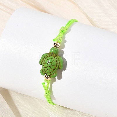 4Pcs 4 Colors Ocean Dyed Synthetic Turquoise Sea Turtle Beaded Adjustable Waxed Polyester Cord Bracelets for Women BJEW-JB14243-01-1
