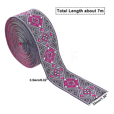 Ethnic Style Embroidery Polyester Ribbon SRIB-WH0007-02A-1